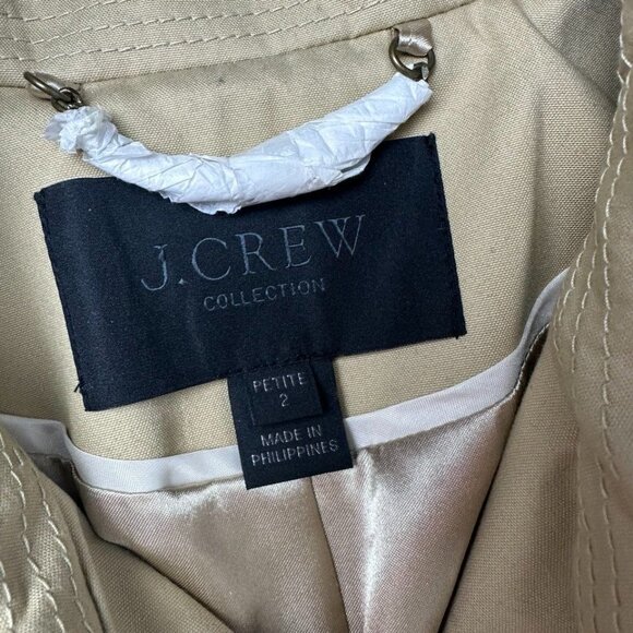 NWOT J.Crew Collection Icon Trench Coat in Light Khaki Classic Preppy 2 Petite - Picture 3 of 8